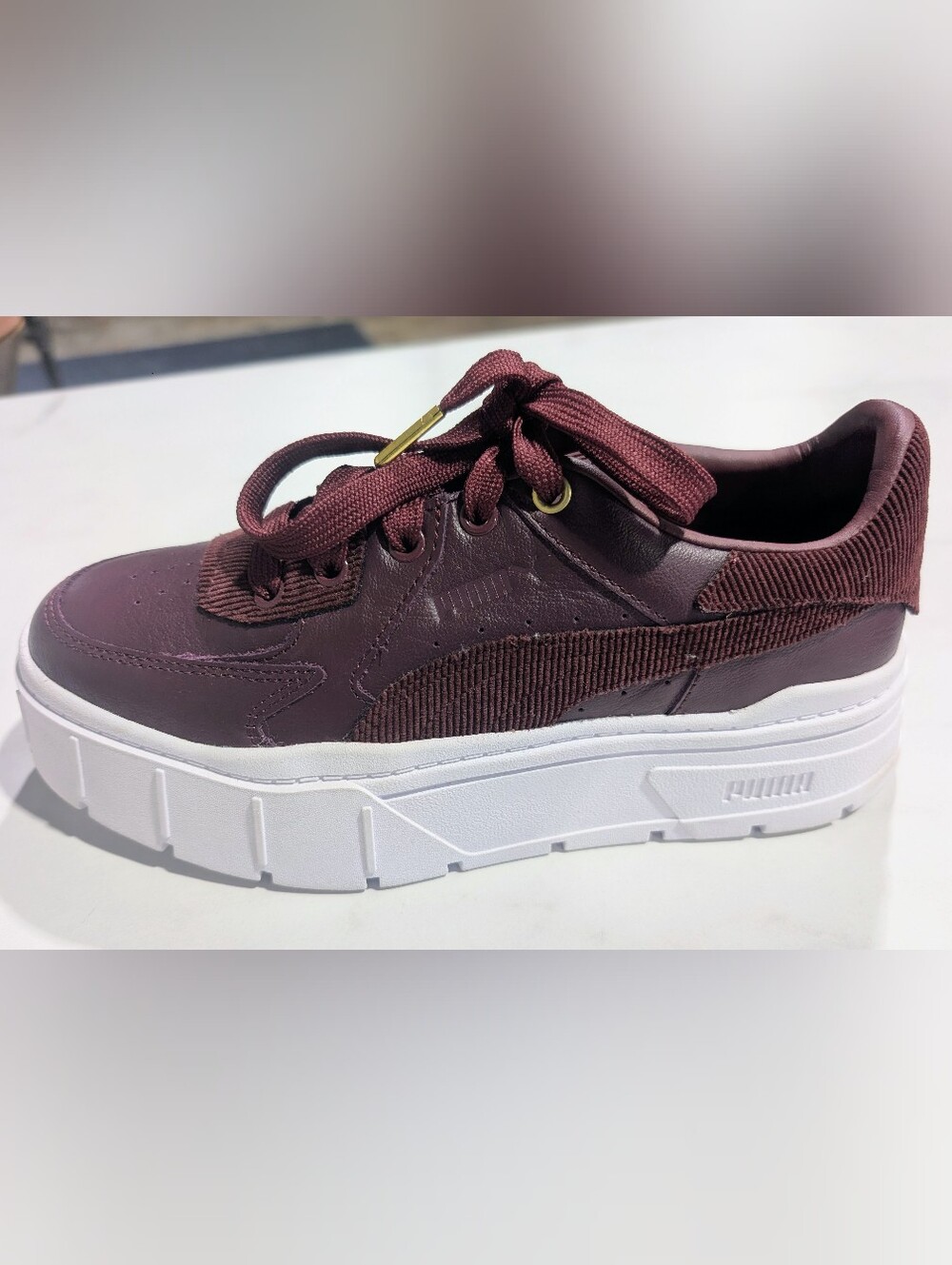 Puma Platform Sneaker in Burgundy with White Sole